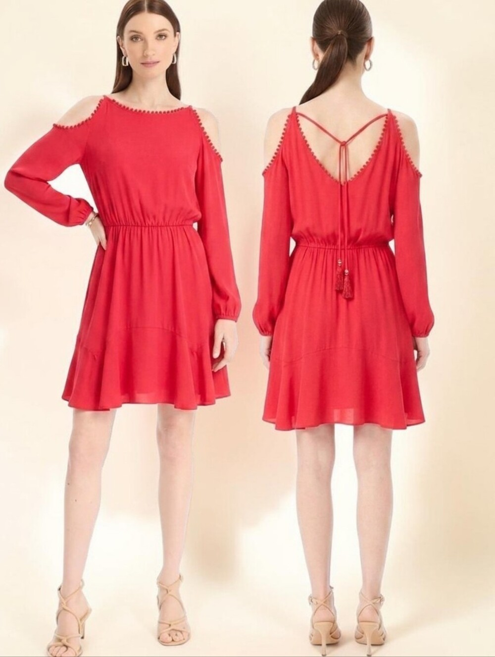 WHITE HOUSE BLACK MARKET Cold Shoulder Blouson Dress - Size 10